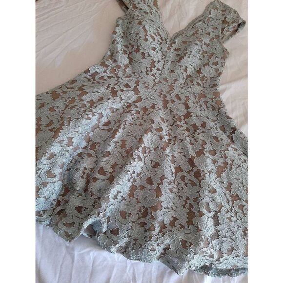 Jr Size 5 City Triangles Blue Brown Glitter Lace Mini Prom Bridesmaid Dress - Picture 3 of 10